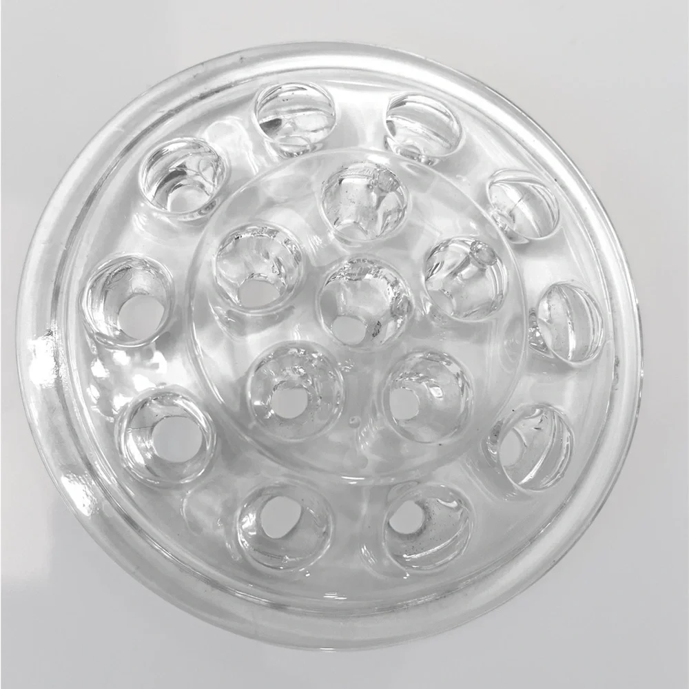 Vintage Clear Glass Flower Frog with 16 Holes for Arranging Flower Stems.
